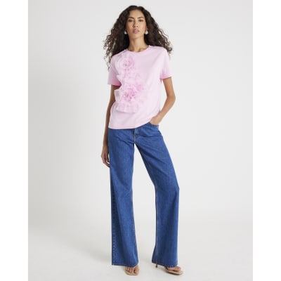 Pink 3D Floral T-Shirt