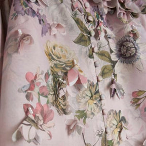 Pink 3D Floral Trimmed Sleeve Blouse