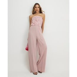 Pink 3D Flower Bandeau Jumpsuit