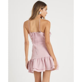 Pink 3D Flower Embellished Mini Dress