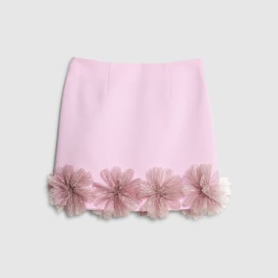 Pink 3D flower mini skirt