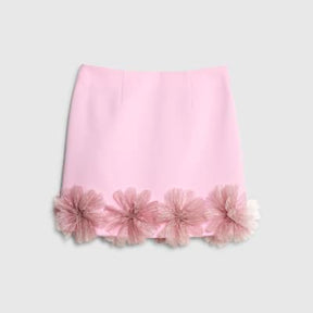 Pink 3D flower mini skirt