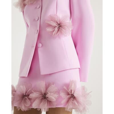 Pink 3D flower mini skirt