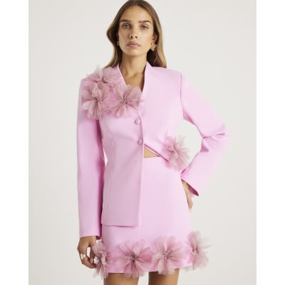 Pink 3D flower mini skirt