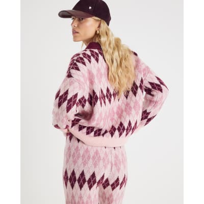 Pink Argyle Knit Jumper
