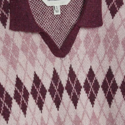 Pink Argyle Knit Jumper
