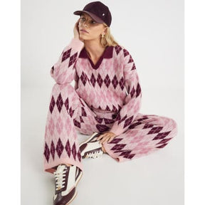 Pink Argyle Knit Jumper