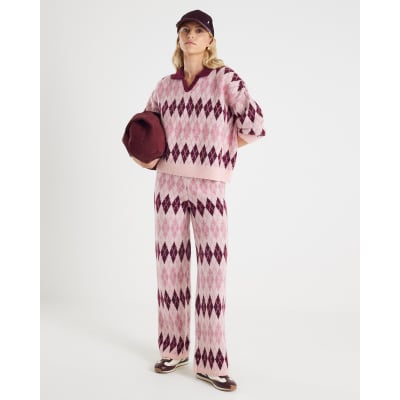 Pink Argyle Knit Jumper