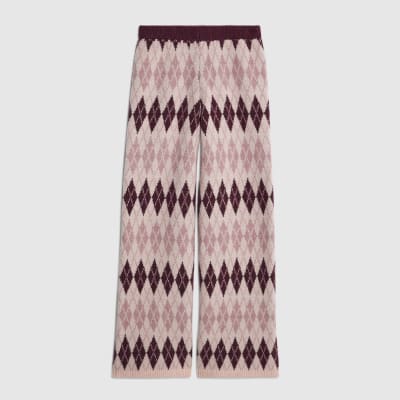Pink Argyle Knit Trousers