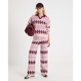 Pink Argyle Knit Trousers
