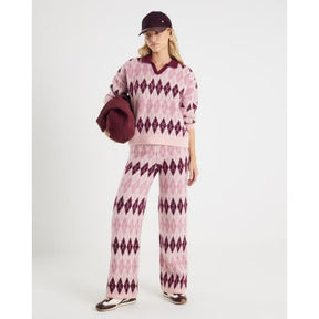 Pink Argyle Knit Trousers