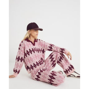 Pink Argyle Knit Trousers