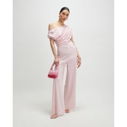 Pink Asymmetric Drape Jumpsuit
