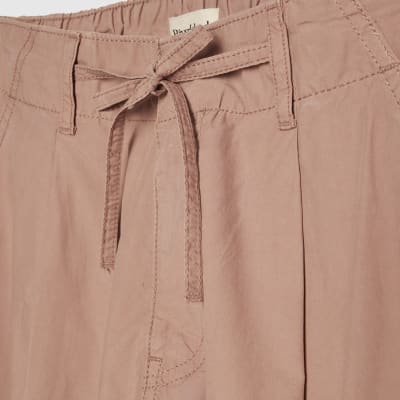 Pink Barrel Leg Cargo Trousers