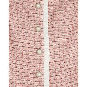 Pink Boucle Frill Trim Mini Dress