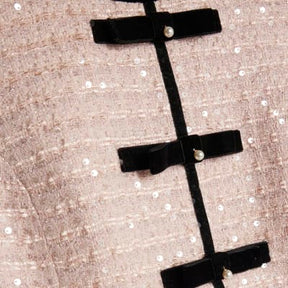 Pink Boucle Sleeveless Bow Front Top