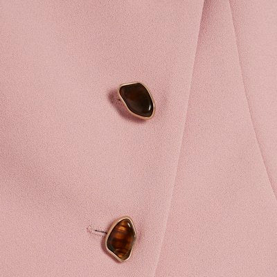 Pink Collarless Asymmetric Waistcoat