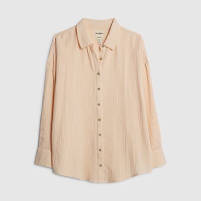 Pink Cotton Crinkle Long Sleeve Shirt