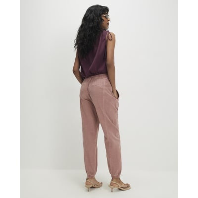 Pink Denim Elasticated Waist Joggers