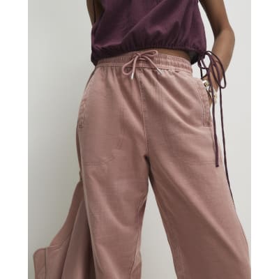 Pink Denim Elasticated Waist Joggers