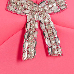 Pink Diamante Bow Bandeau Top