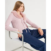 Pink Faux Fur Trim Cardigan Cami Set