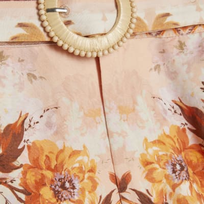 Pink Floral Belted Shorts