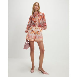 Pink Floral Belted Shorts