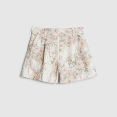 Pink Floral Boucle Shorts