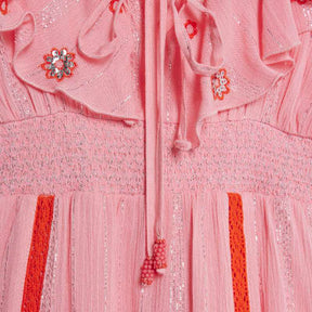 Pink floral embellished beach dress