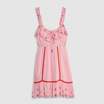 Pink floral embellished beach dress