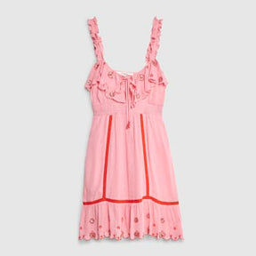 Pink floral embellished beach dress