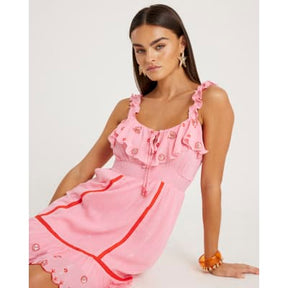 Pink floral embellished beach dress