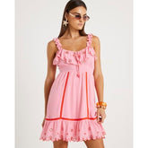 Pink floral embellished beach dress
