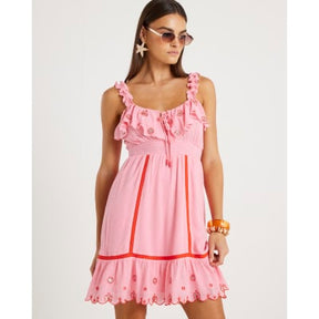 Pink floral embellished beach dress