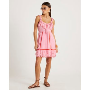 Pink floral embellished beach dress