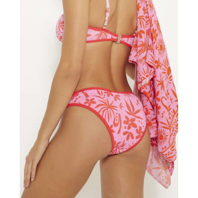 Pink floral High Rise bikini bottoms