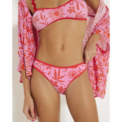 Pink floral High Rise bikini bottoms