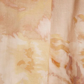 Pink Floral Linen Blend Wide Leg Trousers