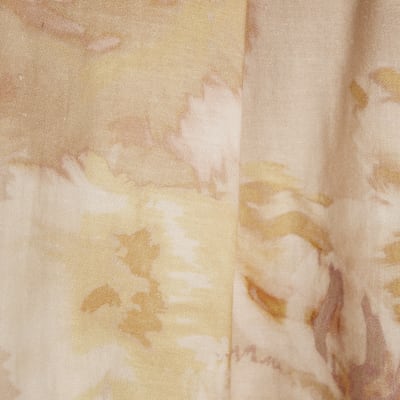 Pink Floral Linen Blend Wide Leg Trousers