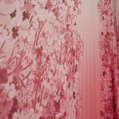 Pink Floral Long Sleeve Plisse Maxi Dress