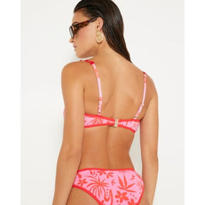 Pink floral print print bikini top