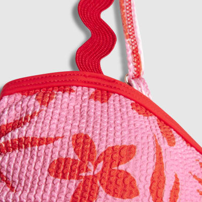 Pink floral print print bikini top