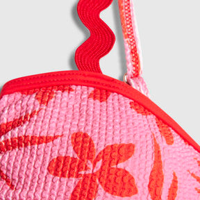 Pink floral print print bikini top