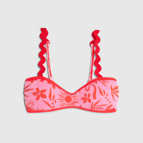 Pink floral print print bikini top