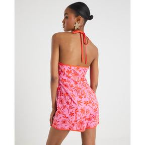 Pink Floral Print Sleeveless Playsuit