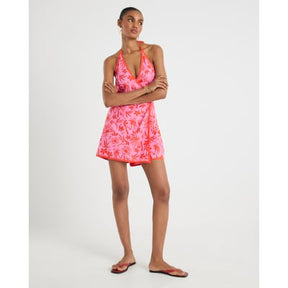 Pink Floral Print Sleeveless Playsuit