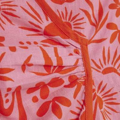 Pink Floral Print Sleeveless Playsuit