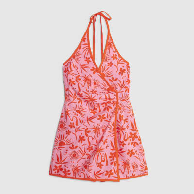Pink Floral Print Sleeveless Playsuit