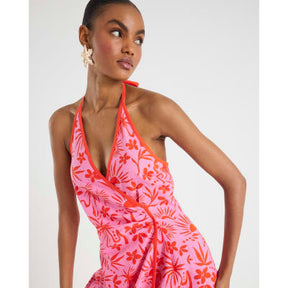 Pink Floral Print Sleeveless Playsuit